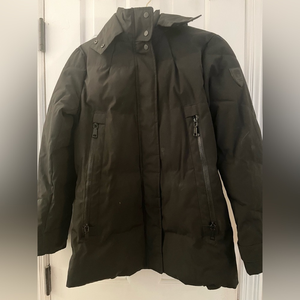 Vince Camuto Womens Black Long Sleeve Full-Zip Pockets Winter Rain Coat Size XS